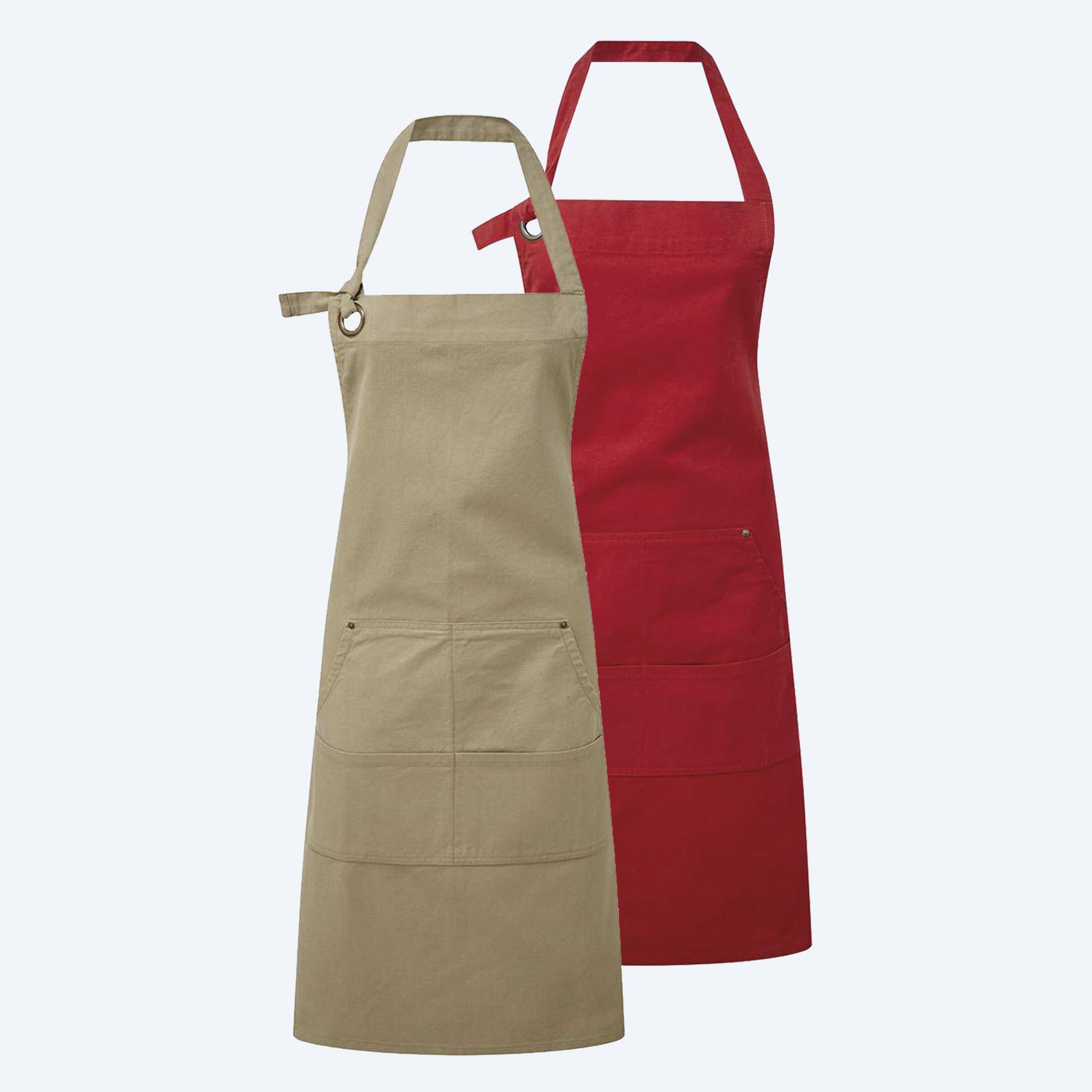 cotton canvas pocket apron catalog khaki over red
