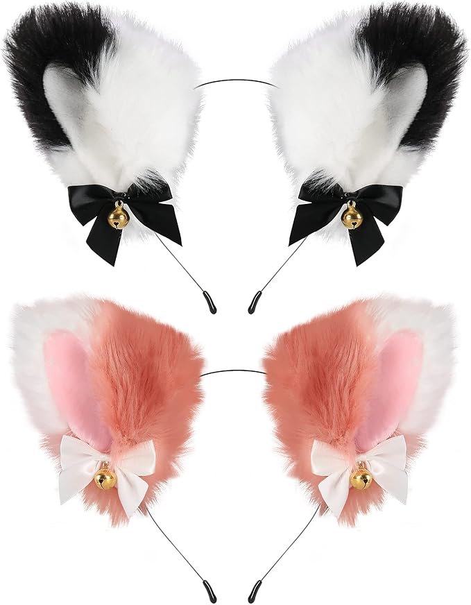 Fly Clothing Co. Faux Fur Cat Ears Headband with Bows and Bells