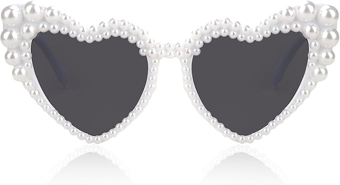 These white heart-shaped Rhinestone Glasses are the ideal statement piece to complete the Women’s Y2K Blue Thigh High Boots Outfit.